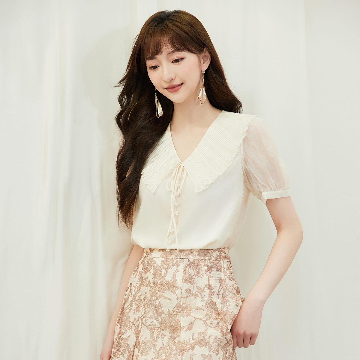 【柠檬专属】佳人苑雪纺衫女夏季新款J422043