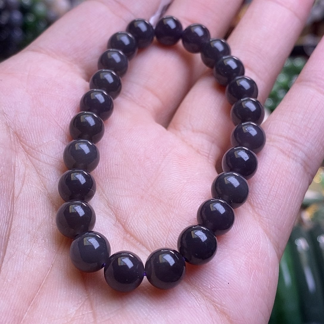 和田玉未镶嵌烟紫手串