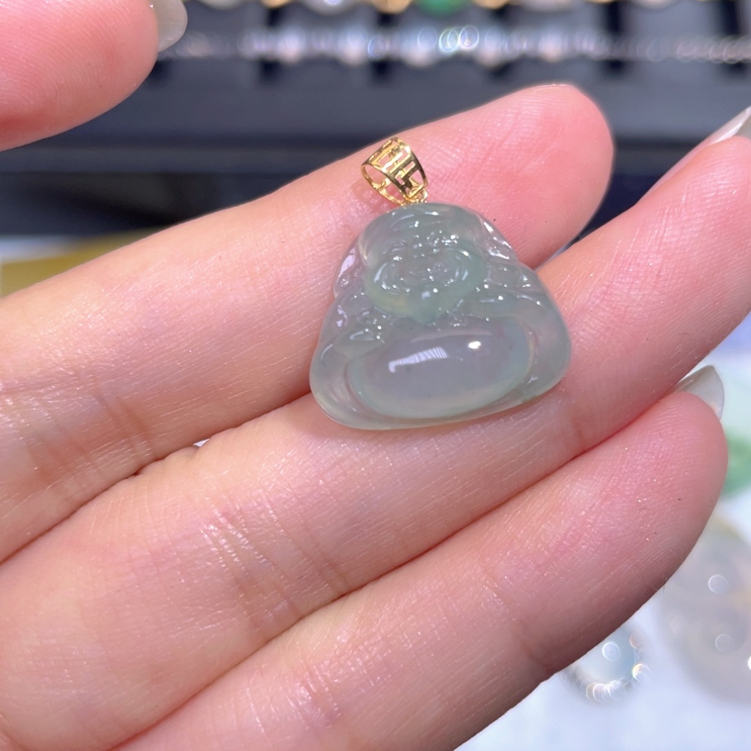 颈饰18K金镶嵌翡翠翡翠