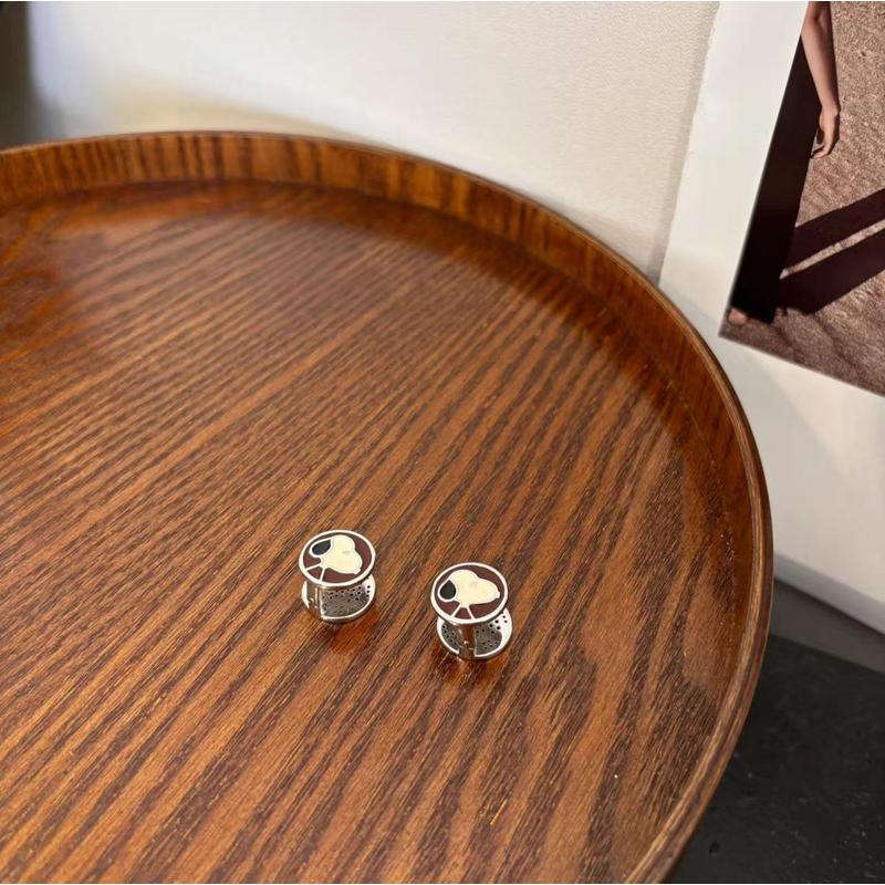 铜合金合成锆石耳饰 ab面小狗耳环EH1910