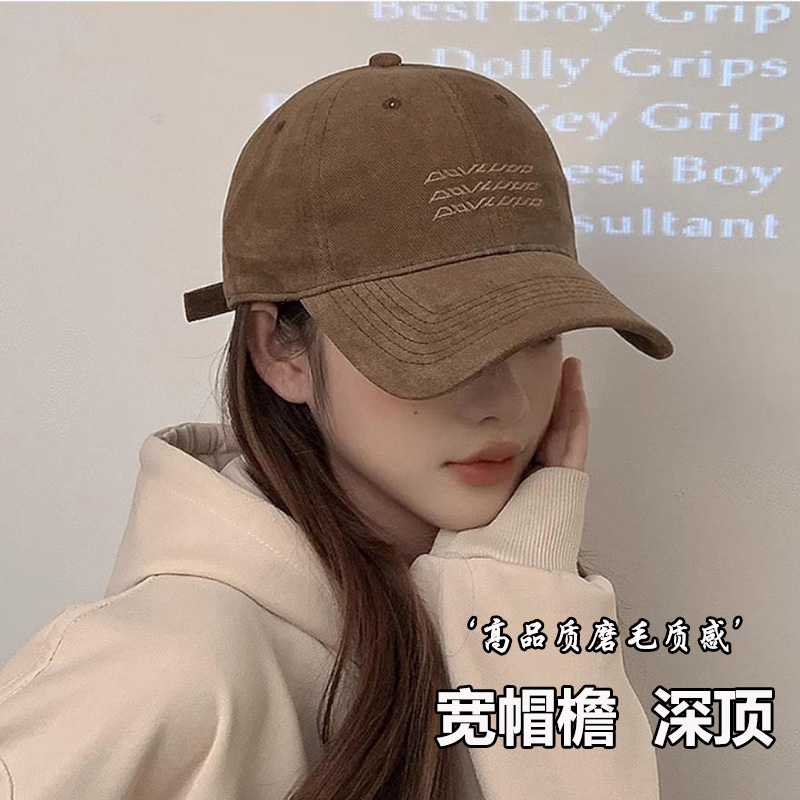 秋冬棒球帽男女大头围2025新款鸭舌帽显脸小大帽檐加大加深黑色