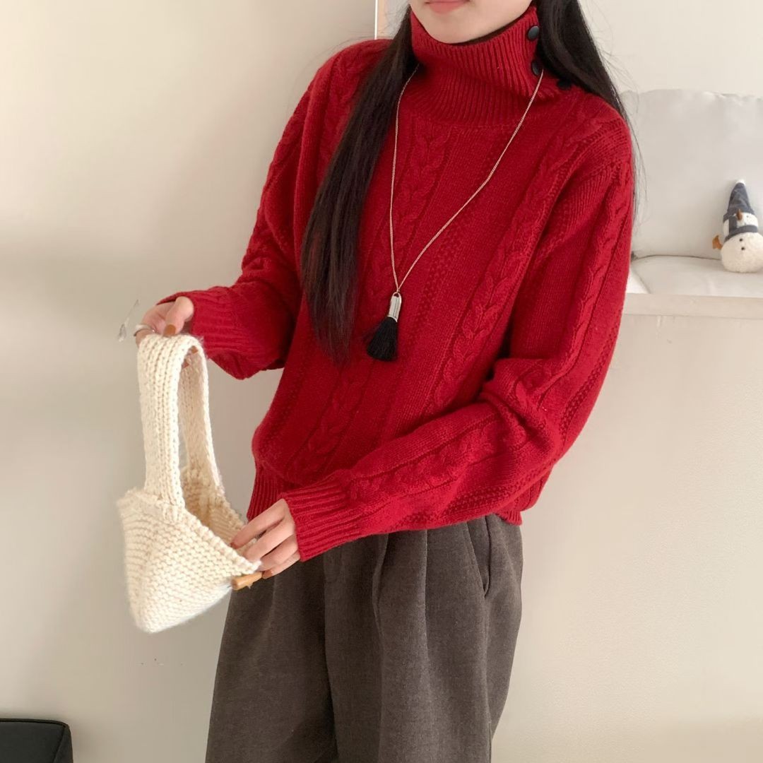 秋冬季高领翻领可穿毛衣亲肤长袖内搭保暖宽松大码套头打底衫