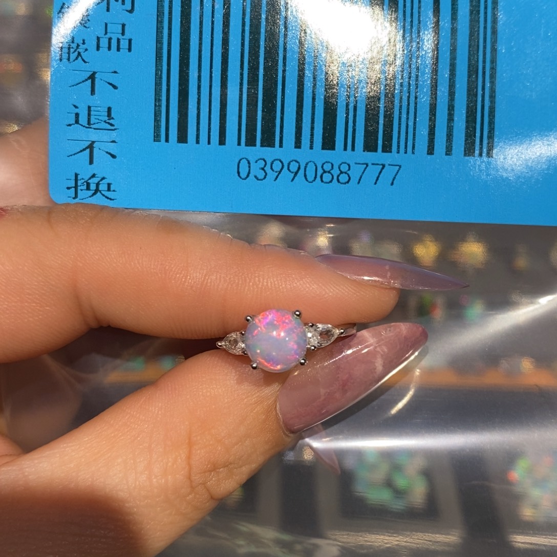 薄***糖欧泊银S925镶嵌戒指