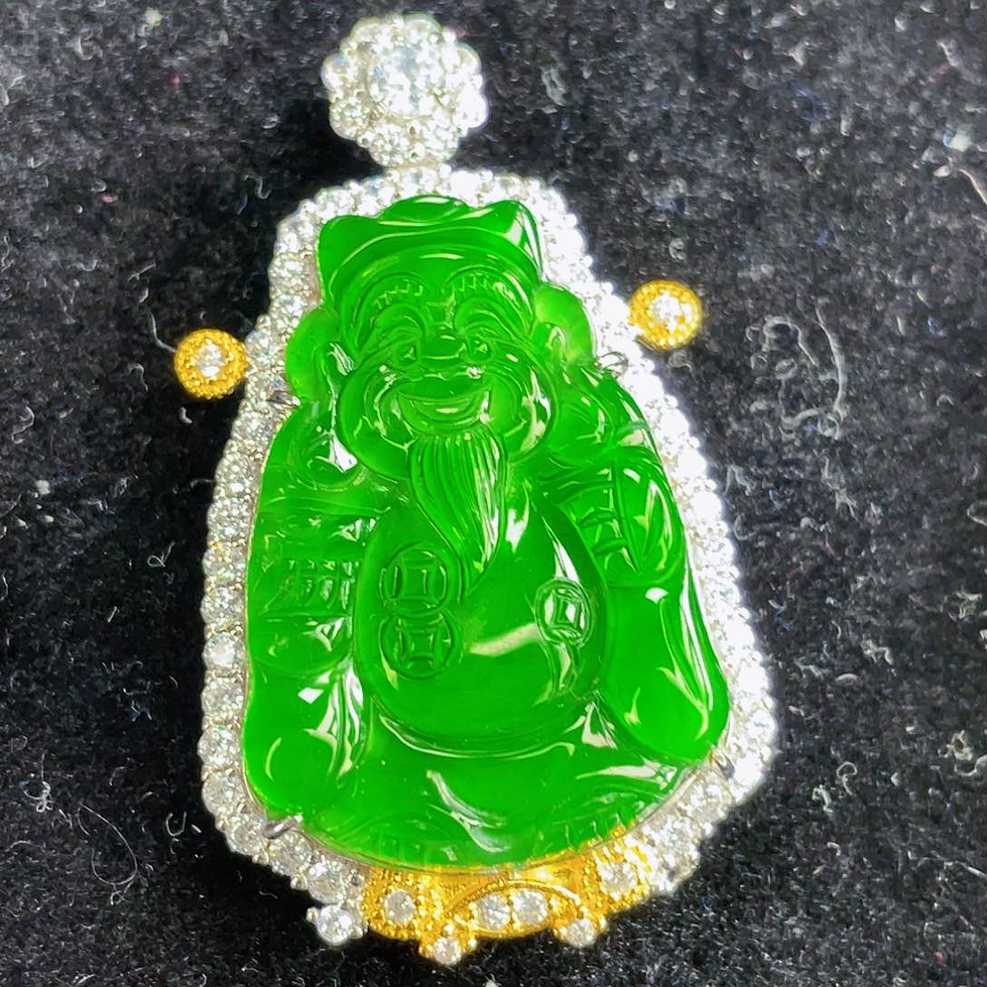 翡翠吊坠(不含链)银S925镶嵌