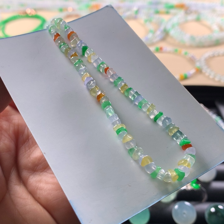 翡翠未镶嵌手链天然缅甸翡翠冰种多宝