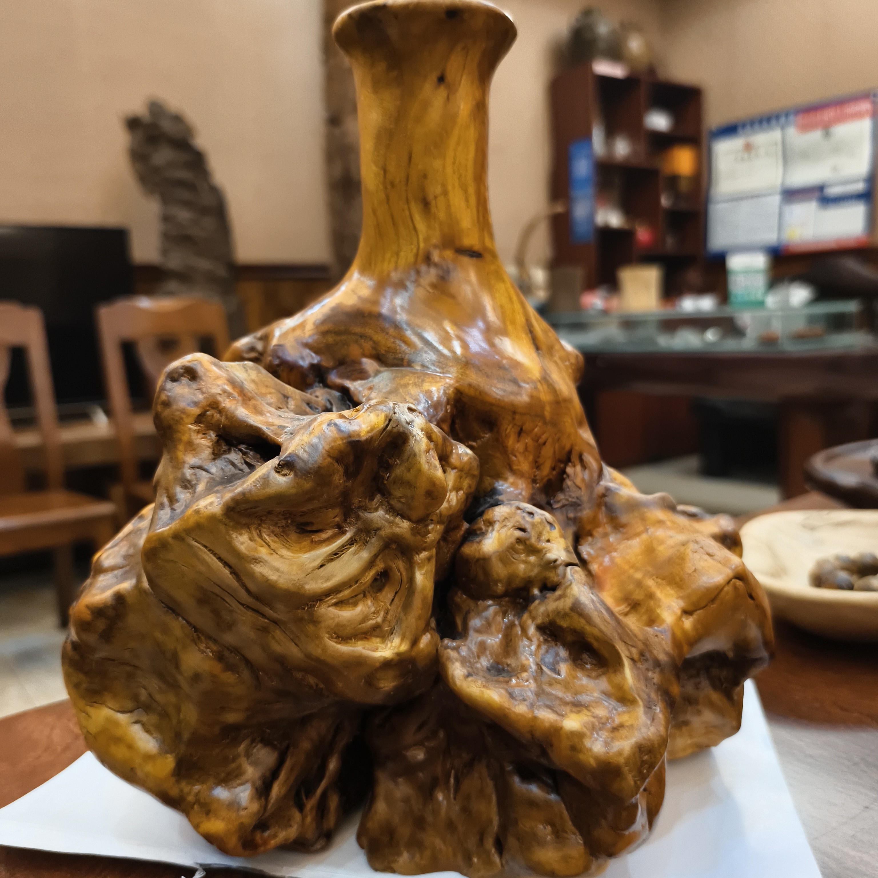 香樟根雕花瓶手工创意花瓶雕刻精品摆件