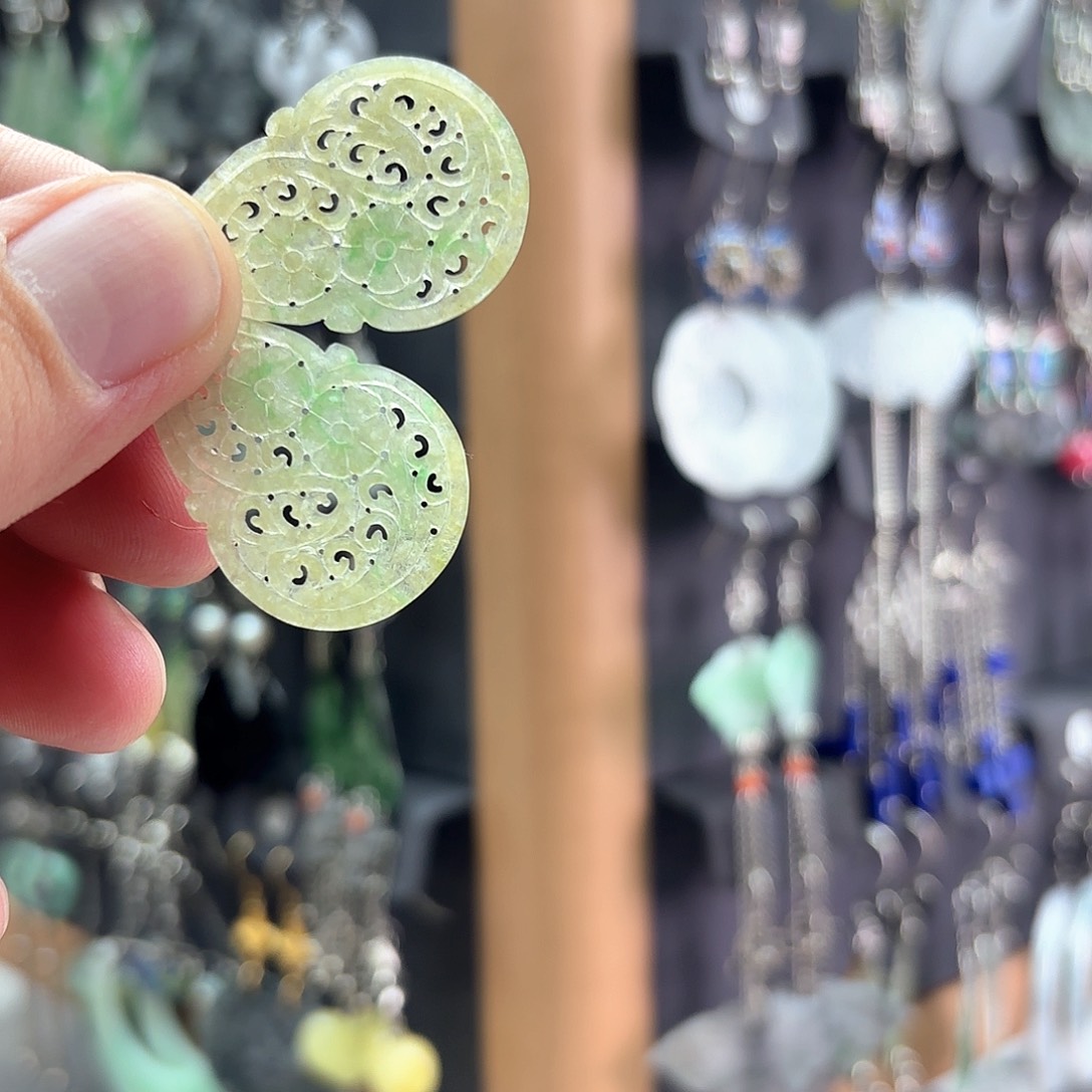 翡翠银S925镶嵌耳饰佛*