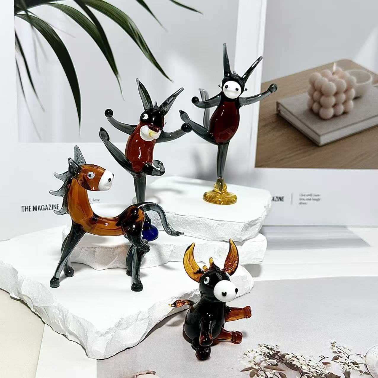 淄博琉璃搞怪驴家族摆件办公桌面解压搞笑治愈系饰品个性萌宠礼物