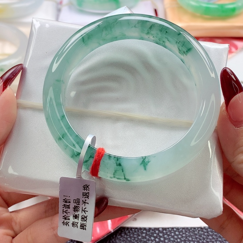 【闪购商品】翡翠手镯未镶嵌56.5 绝美意境蓝花 灵
