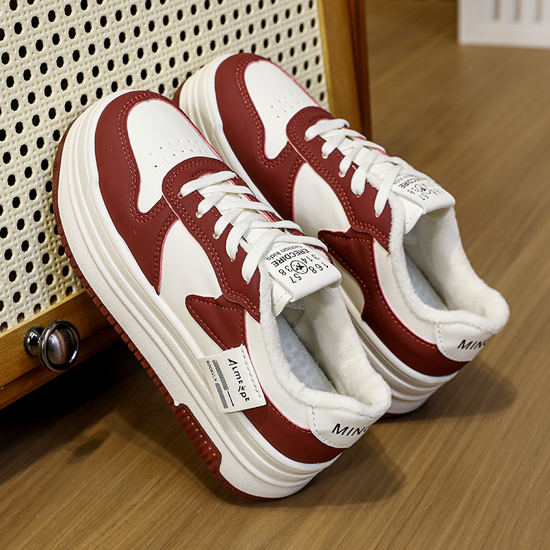 加绒秋冬季小白鞋女休闲鞋松糕百搭厚底学生板鞋新款ins潮女鞋A-8