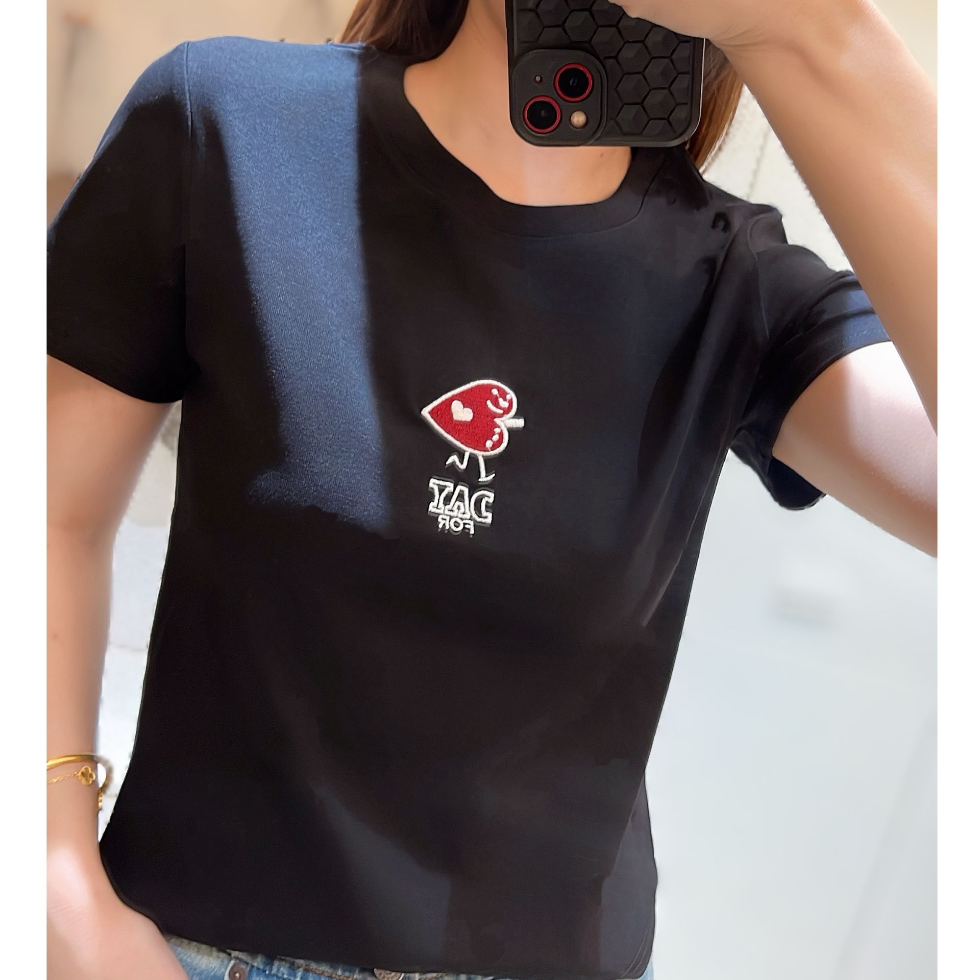 25020【衣长48】休闲时尚洋气简约短袖t恤女2025夏季新款小众百搭