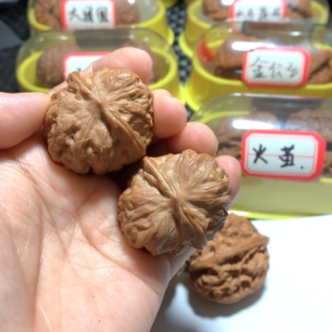 文玩核桃吊坠门头沟元宝水晶蜡水