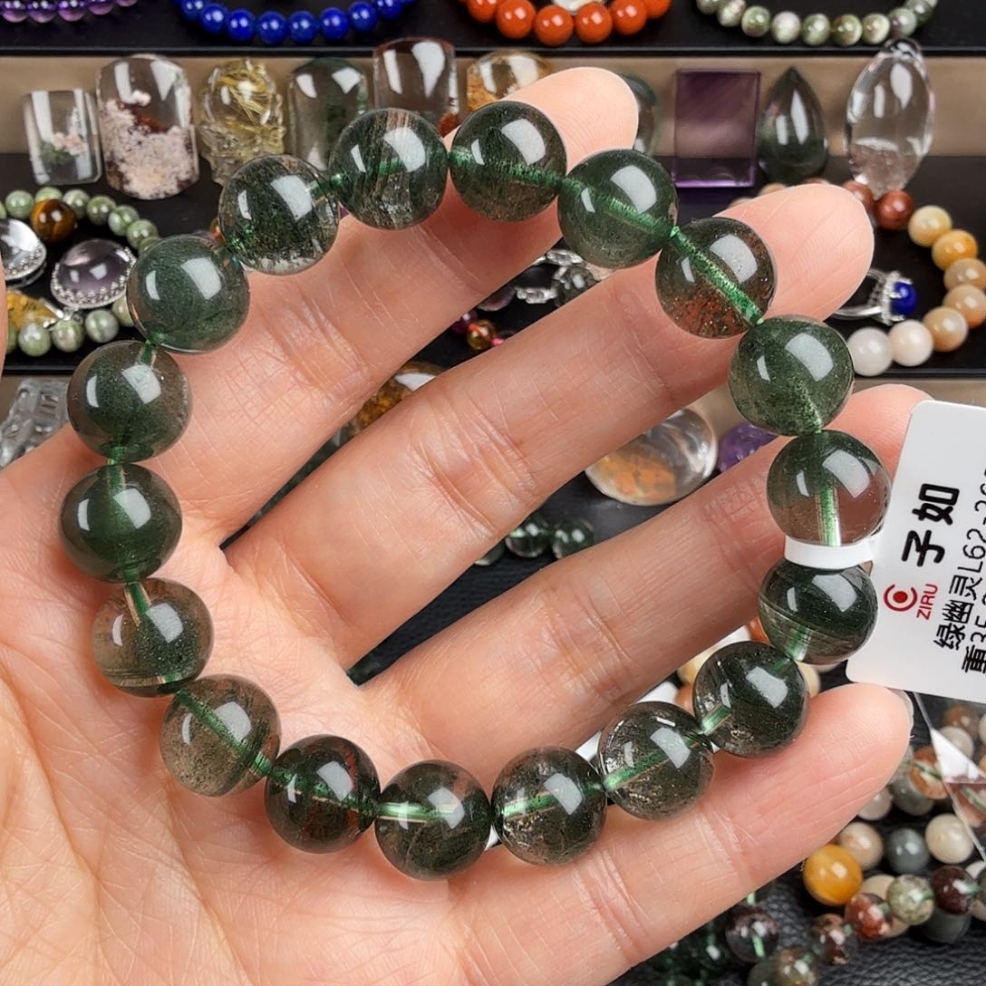水晶手链未镶嵌M***?天然绿幽灵步步高升千层
