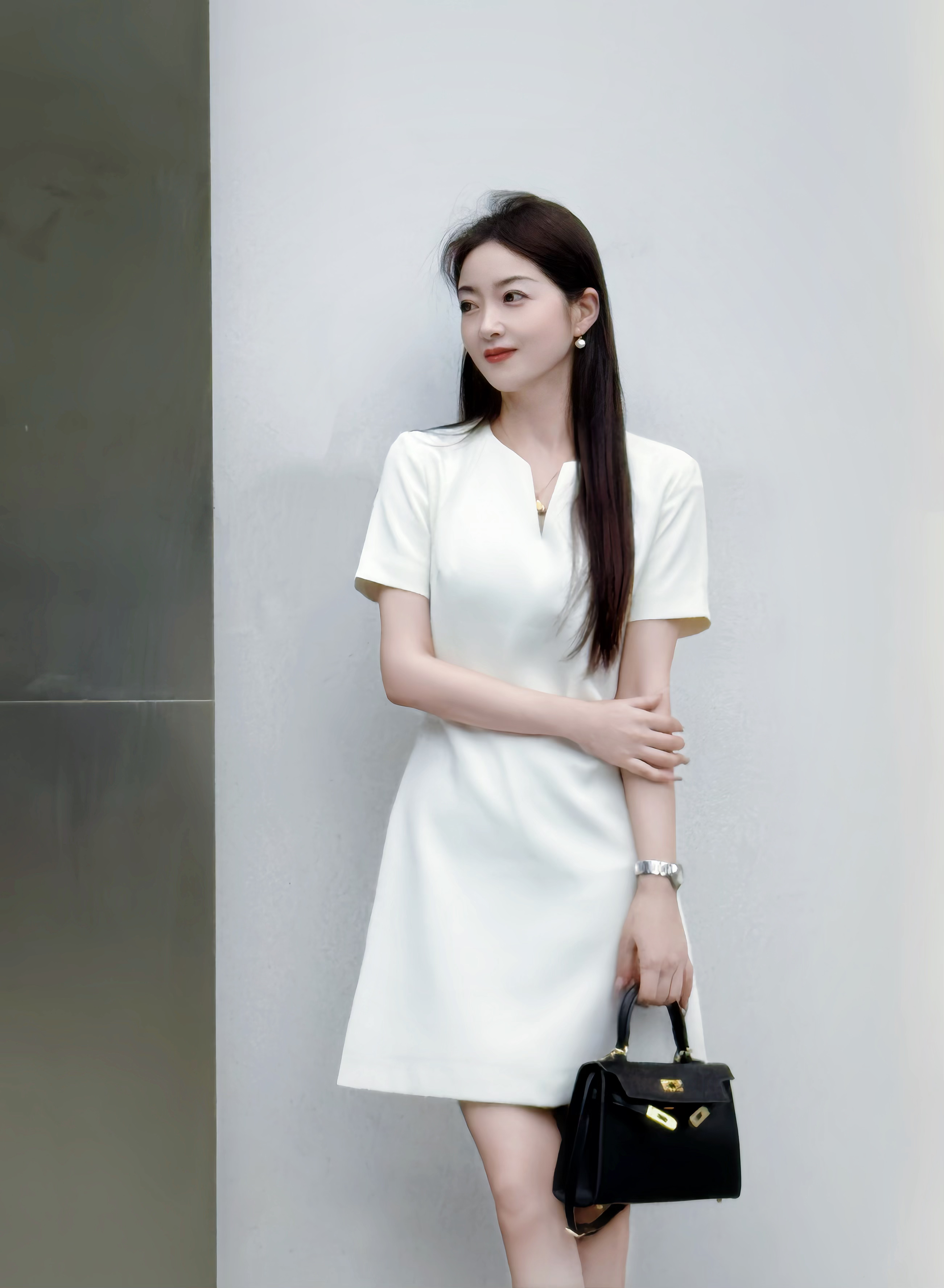 【COCO FORD】V领高奢高知气场圆修身春夏设计感连衣裙G24016