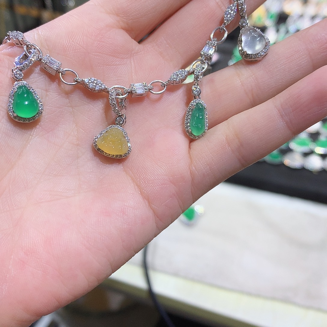 玛瑙/玉髓银S925镶嵌手链