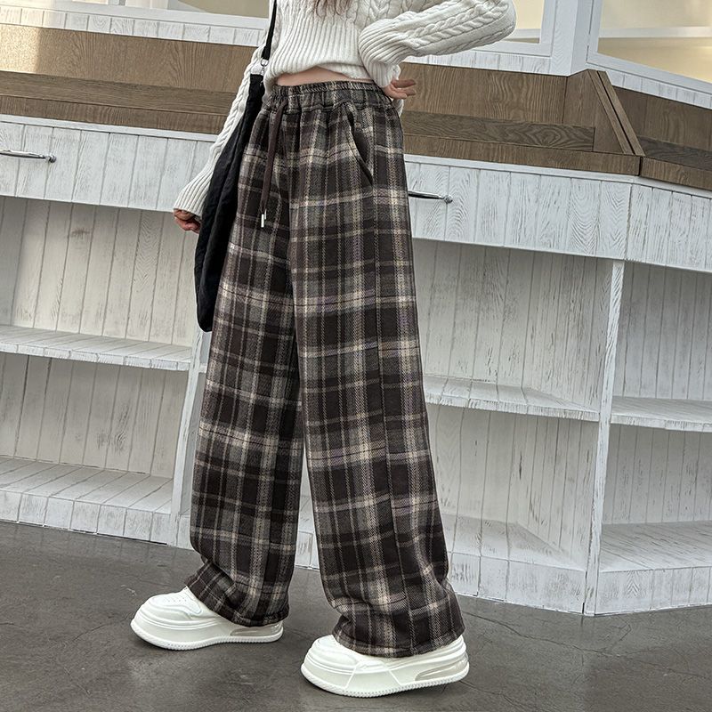 厂 【菲】 童时尚休闲阔腿格子针织休闲裤货号F44037A001（H117)