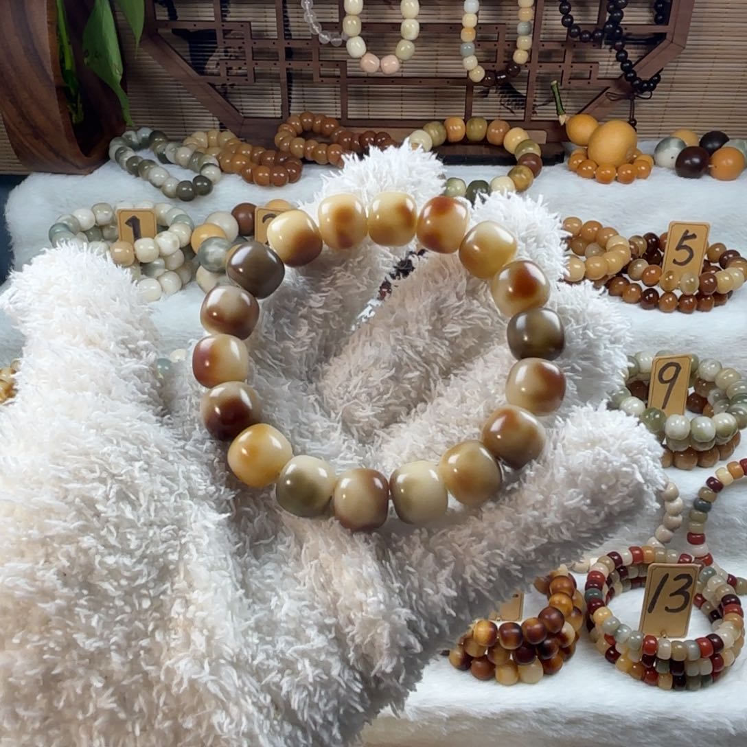 菩提根/象牙果手串浓郁虎皮