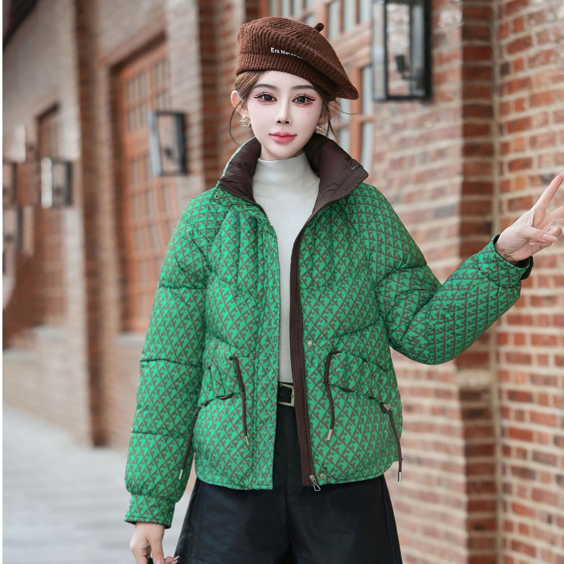 6608冬季新款时尚立领百搭棉衣棉服保暖秋冬韩版厚款常规款短款女