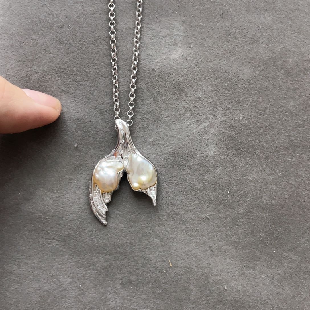 海水珍珠颈饰银S925镶嵌一****?