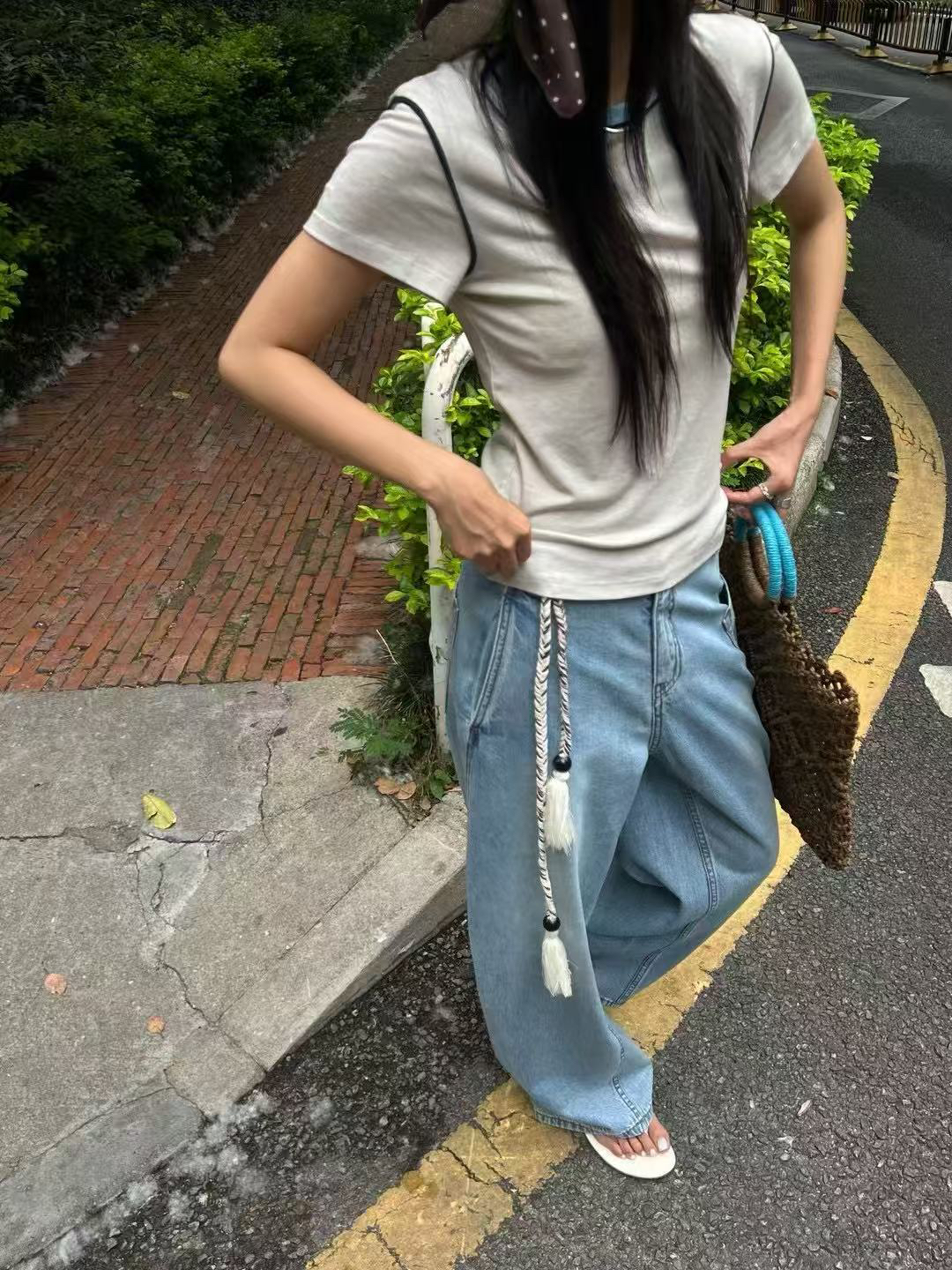 设计师品牌SR圆领弹性软糯拼色T恤（No退）