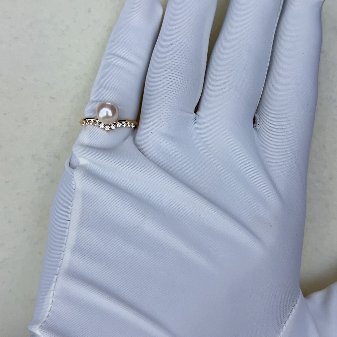 海水珍珠海水akoya戒指7-8mm银S925镶嵌