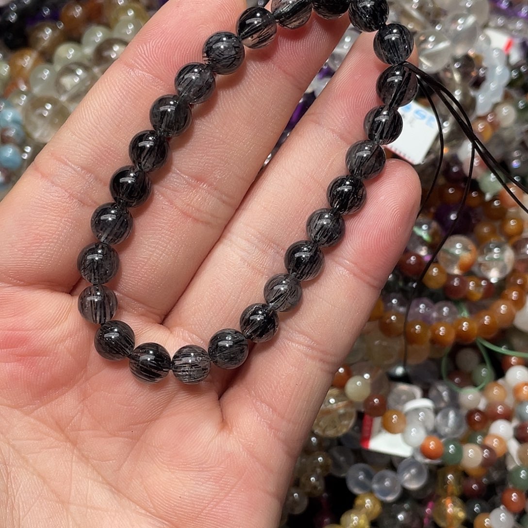 水晶手链未镶嵌黑发晶顺发7.7