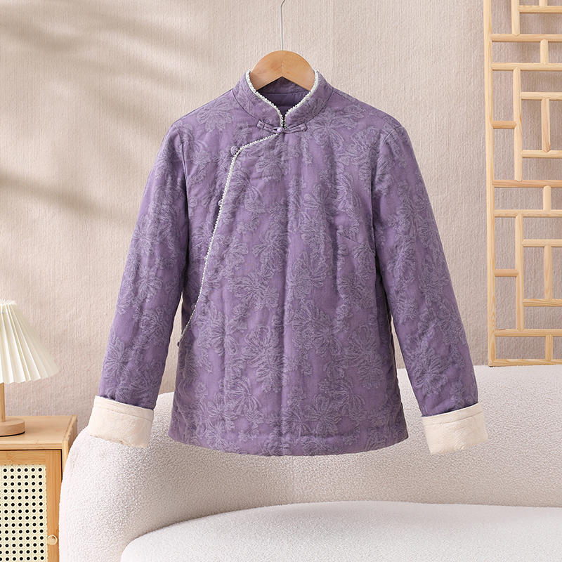 棉衣棉服立领带珠珠斜门襟中式纯手工新疆棉花衣(珠珠上衣）