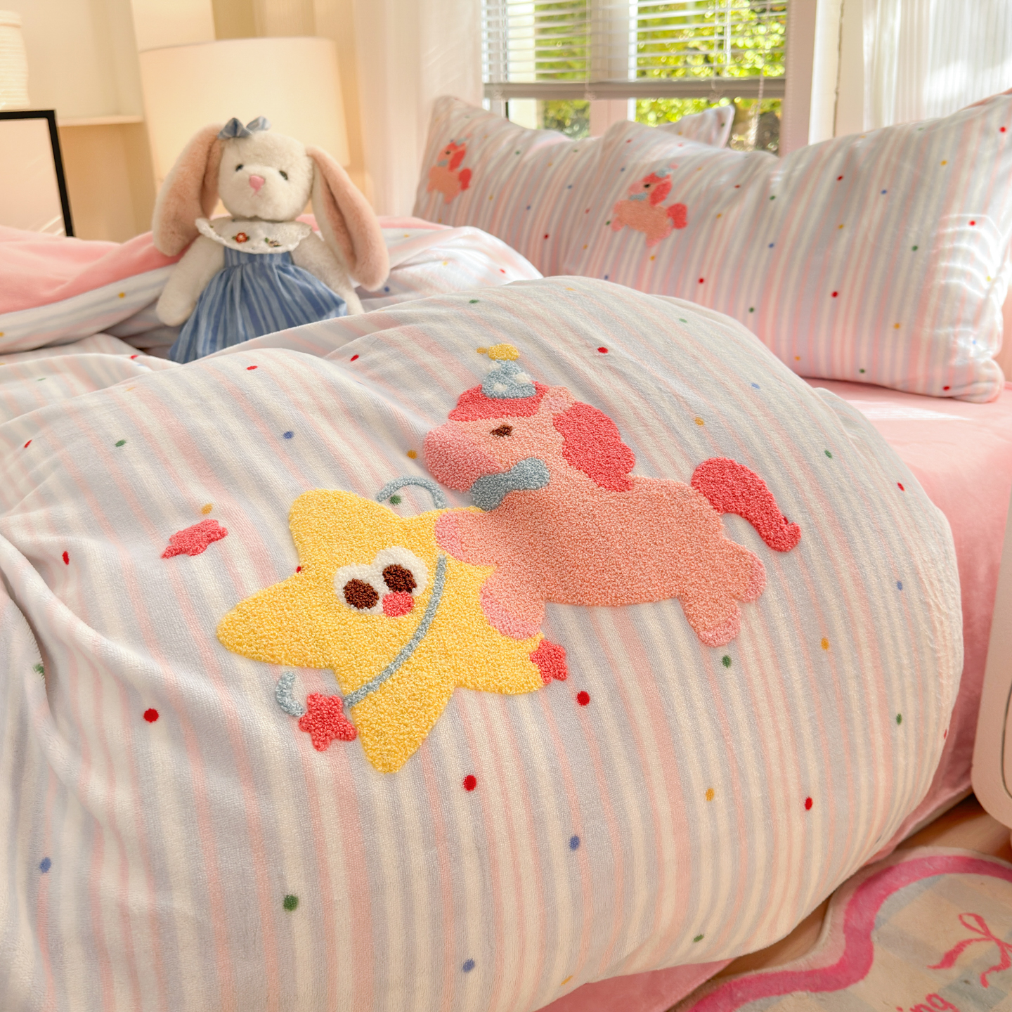 POCKET PIG/布袋猪【年年有鱼】新款加厚牛奶绒毛巾绣单被套被套