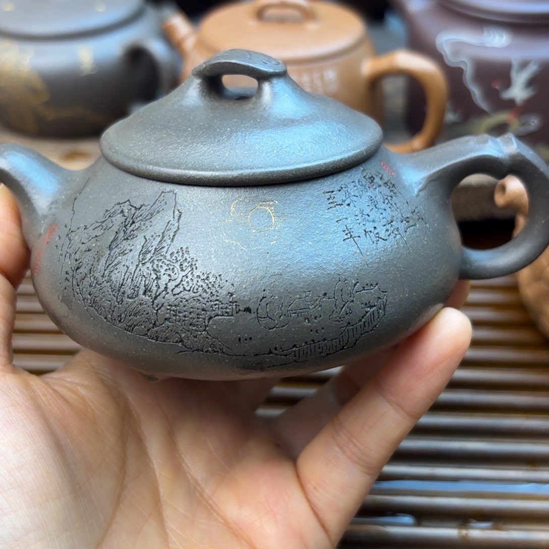 茶壶紫砂简瓢天青泥160c c