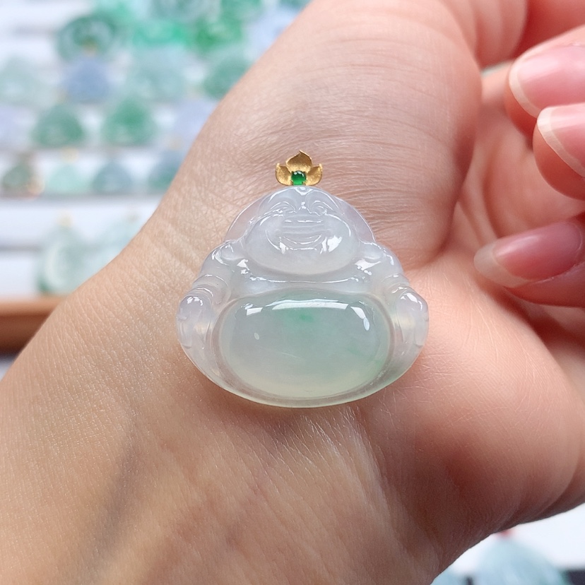 【闪购商品】翡翠吊坠(赠链)18K金镶嵌