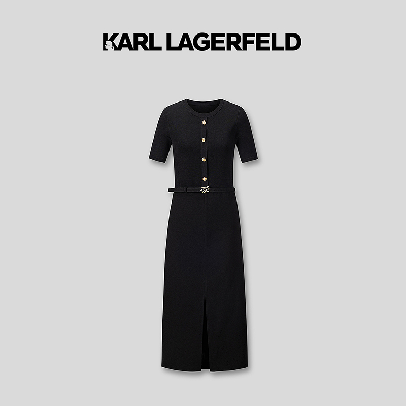 【晨粉专享价】KARLLAGERFELD夏季新款圆领连衣裙老佛爷M21E1385
