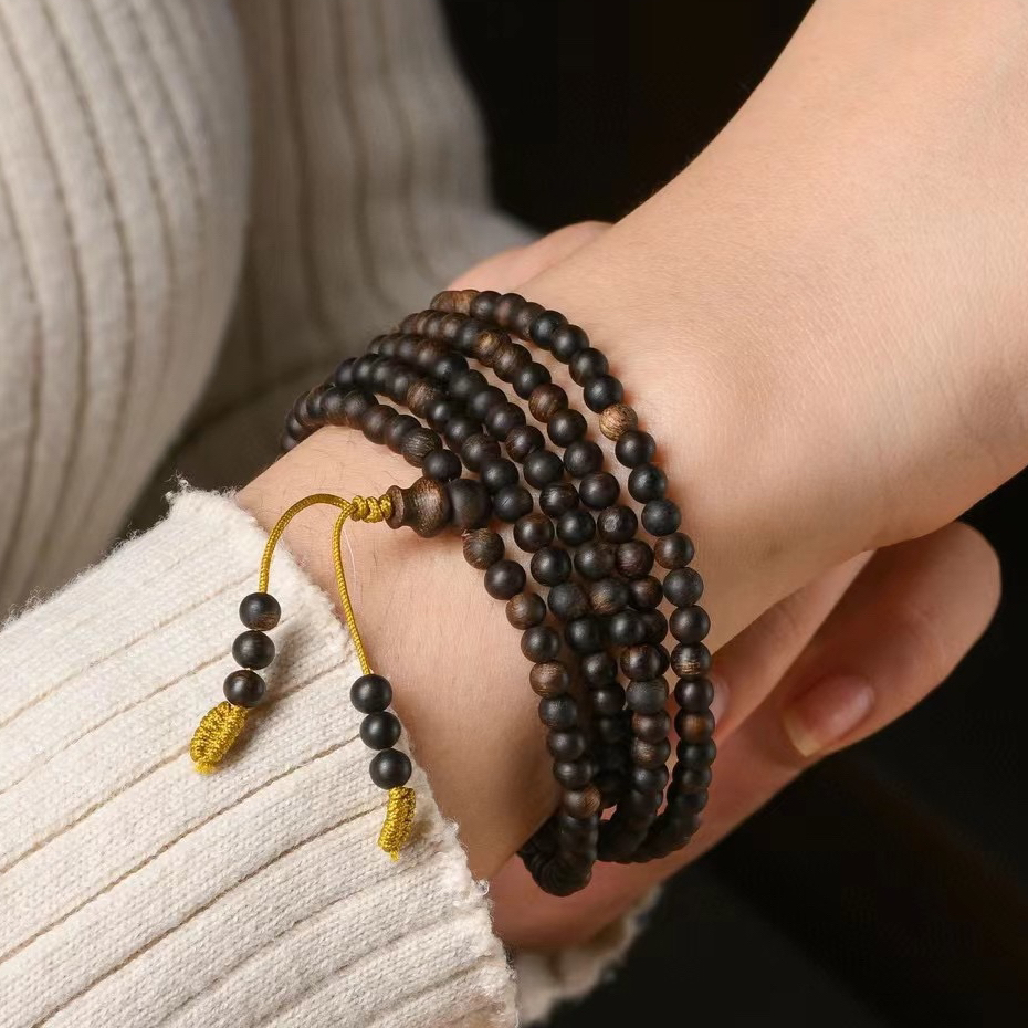 倒架富森红土沉香手串天然土沉结香老料5mm小米珠手链女香味外放