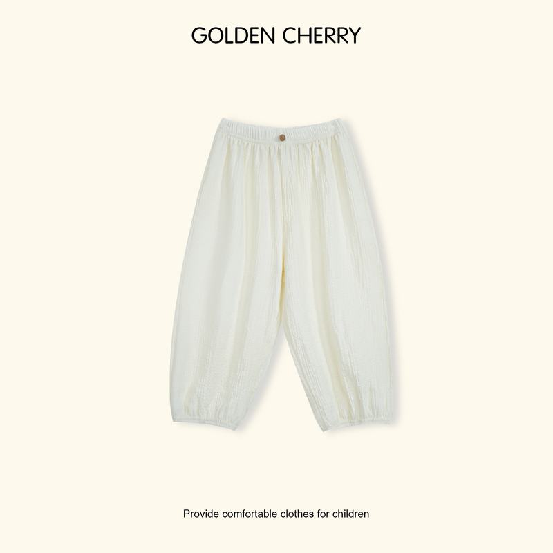 【金樱桃Golden cherry】小童莫代尔纯色收脚泡泡休闲裤285179