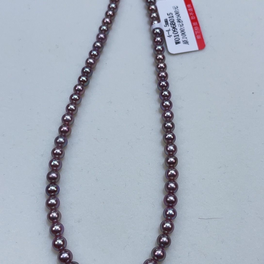 淡水珍珠颈饰银S925镶嵌4-4.5m嘎嘎亮炫彩金属光