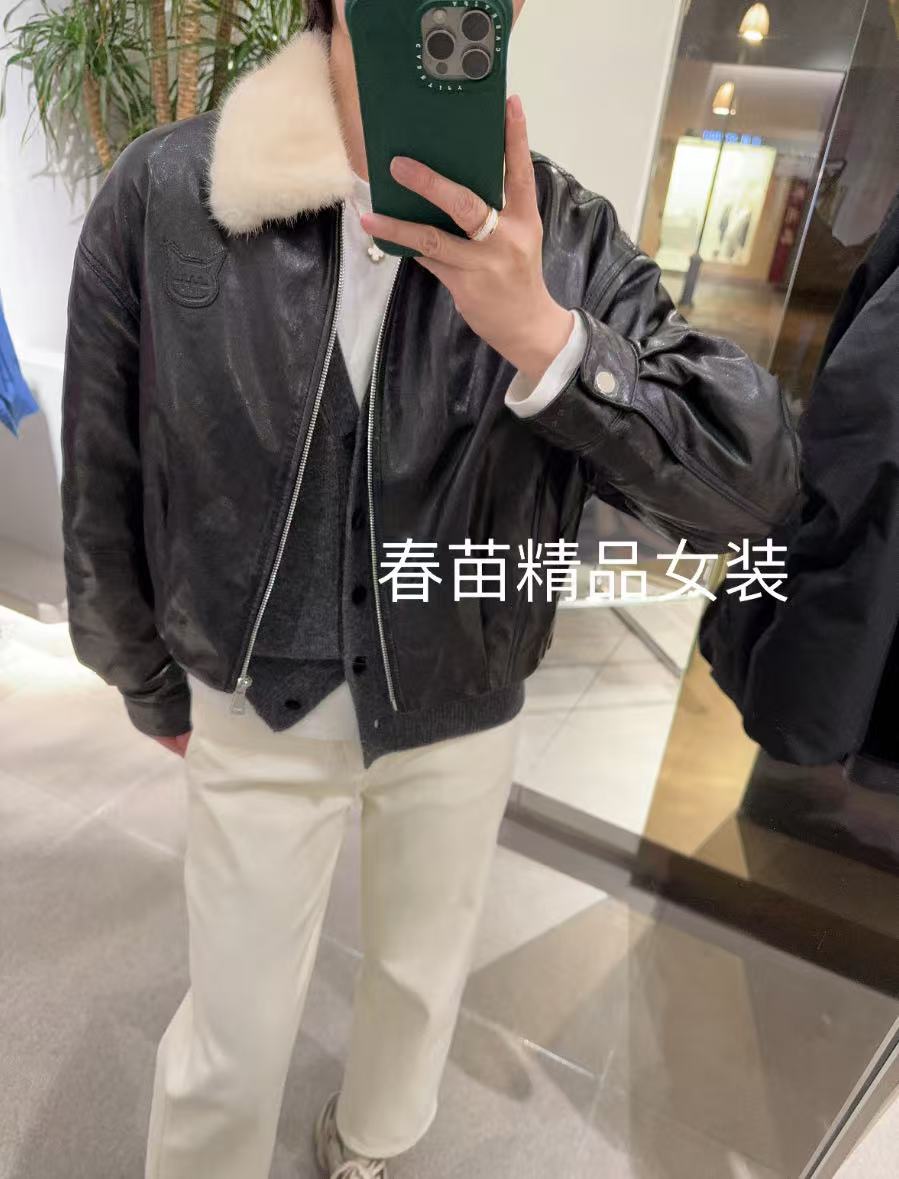 春苗女装     真毛领绵羊皮鹅绒外套      时尚休闲羽绒服