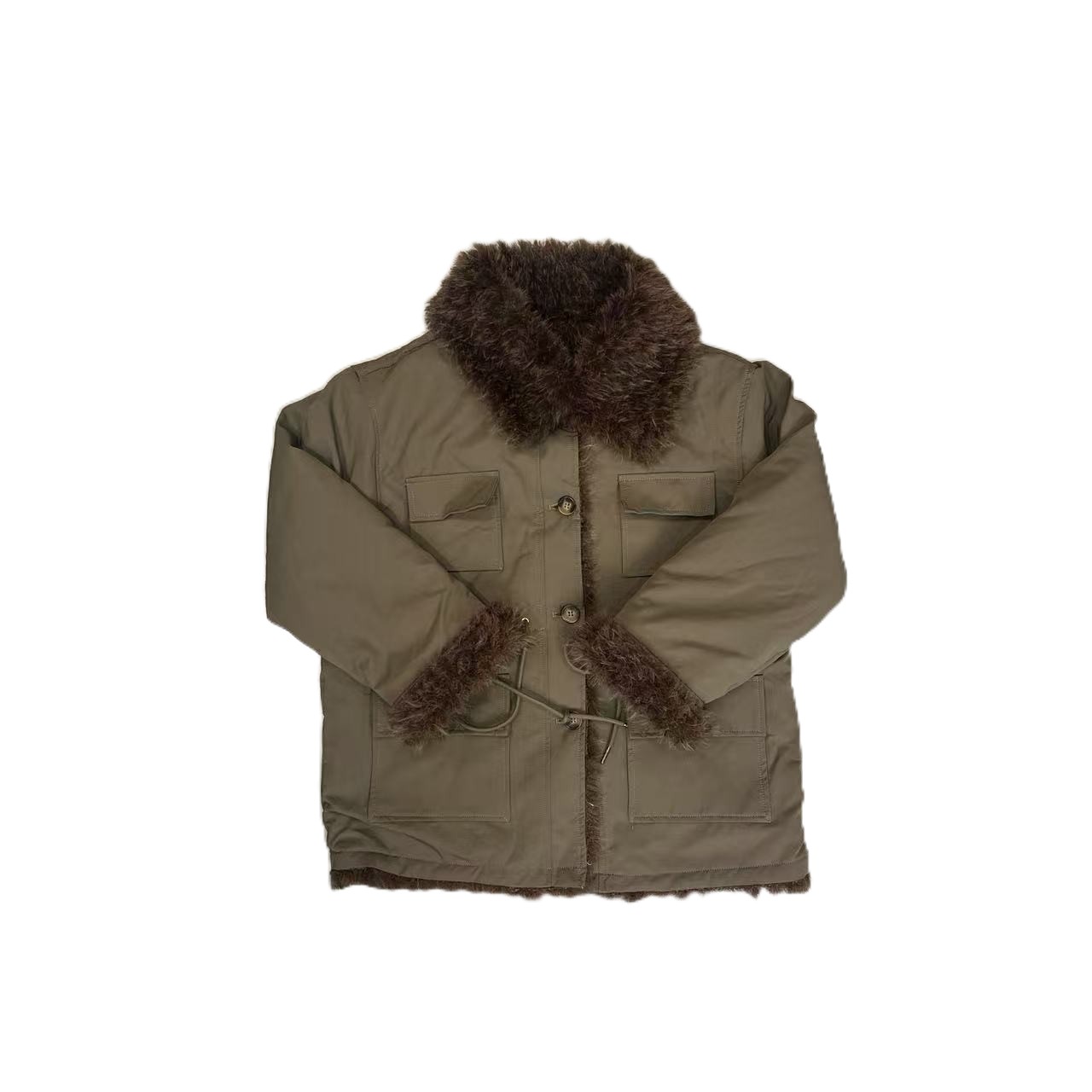 韩版新款绒绒外套多口袋休闲百搭时尚秋冬