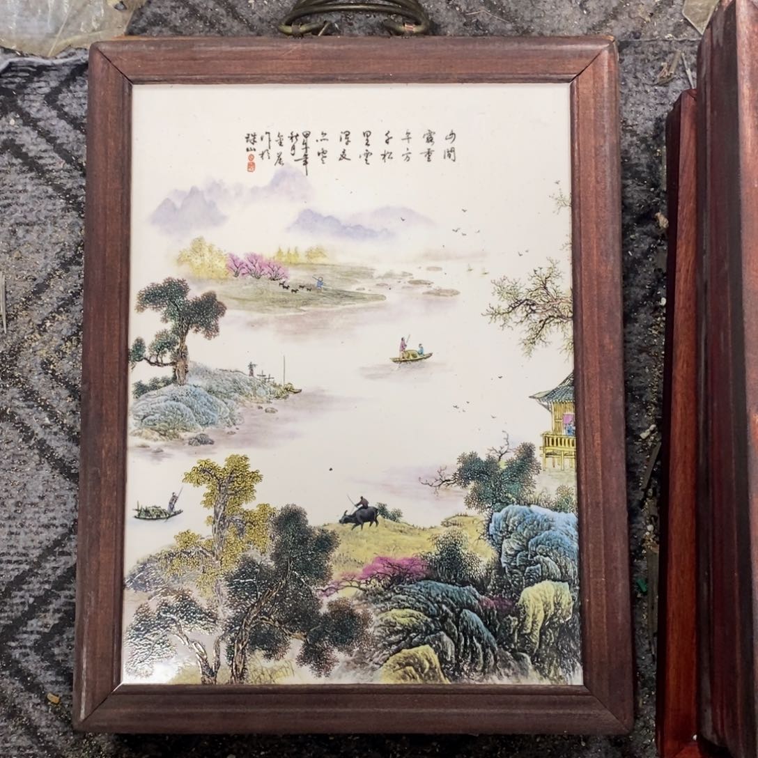 瓷片37*28 景德镇瓷板画柴窑烧制