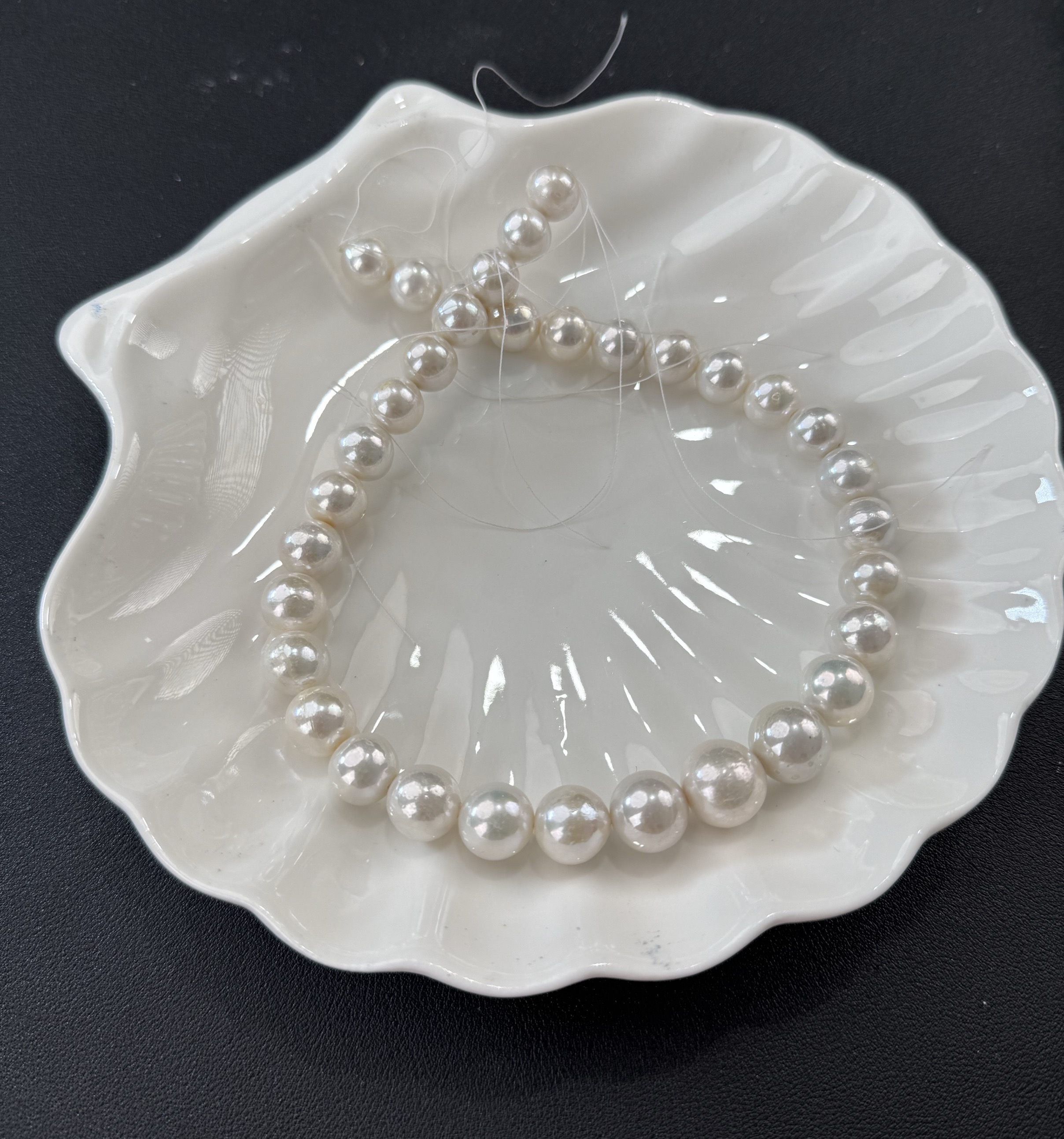 极亮光白色可摩粉正圆超大13-14链长44-45cm时尚饰品项链