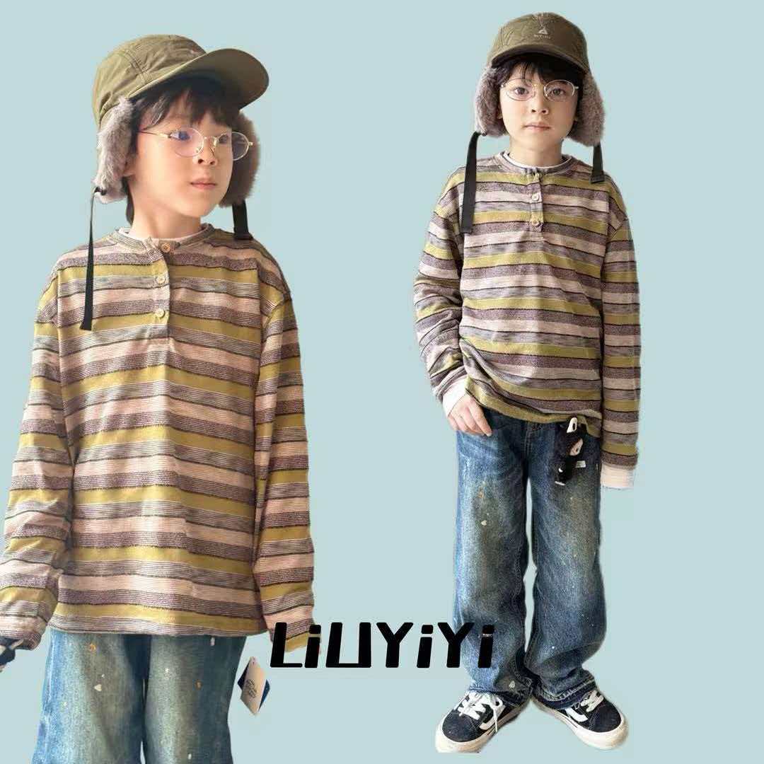 「LIUYI」四季亲子 | 条纹亨利衫 | 长袖T恤 3062