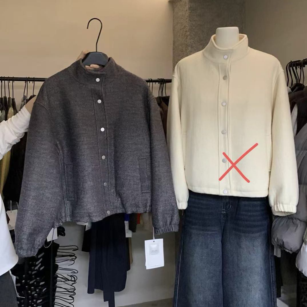 abow@23552 韩系简约百搭立领单排扣外套 12-4