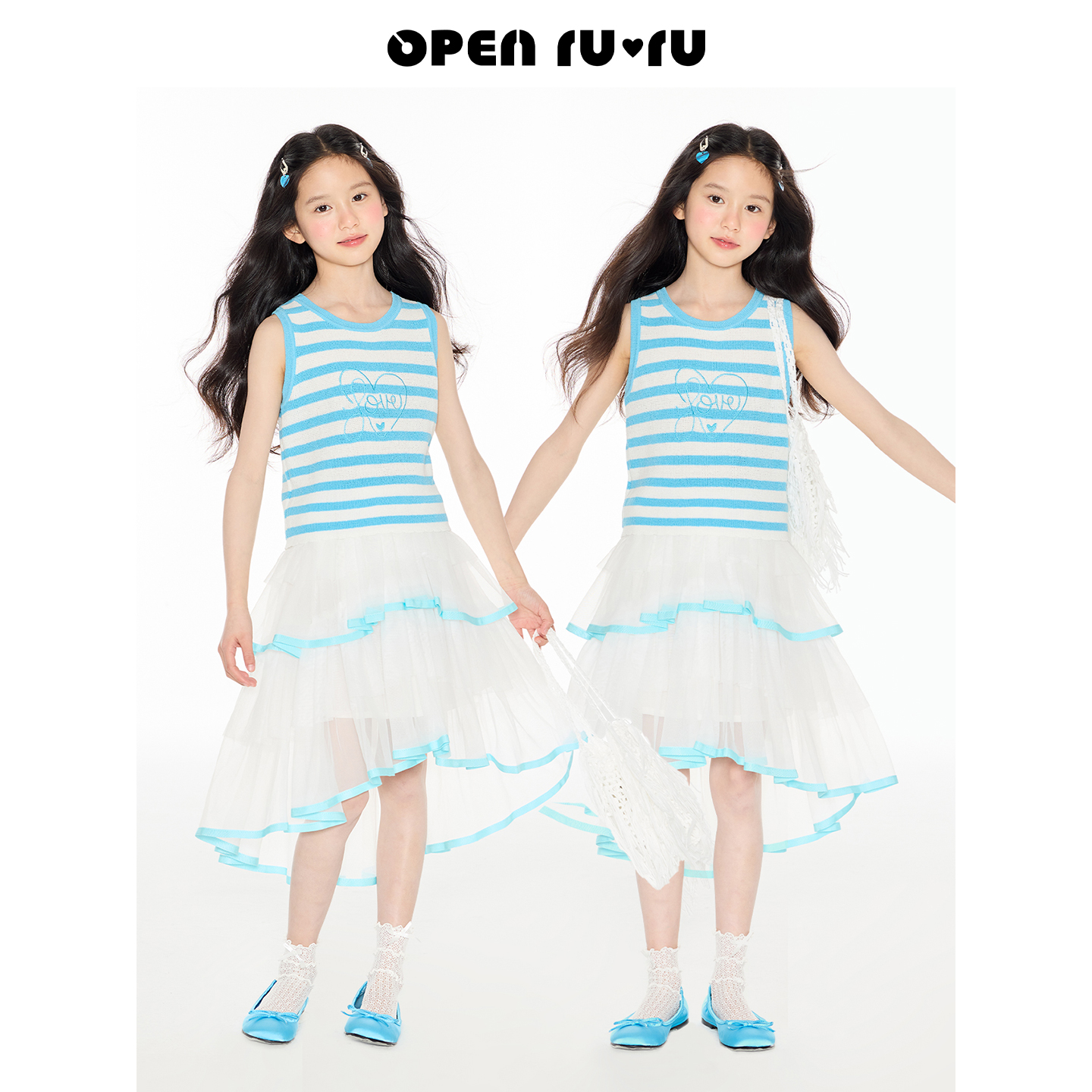 Opennunu女童不规则仙女半身裙夏季中大童网纱蓬蓬裙亲肤蛋糕裙