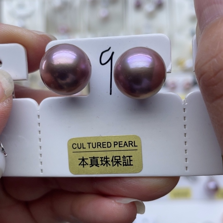 淡水珍珠耳饰银S925镶嵌落*