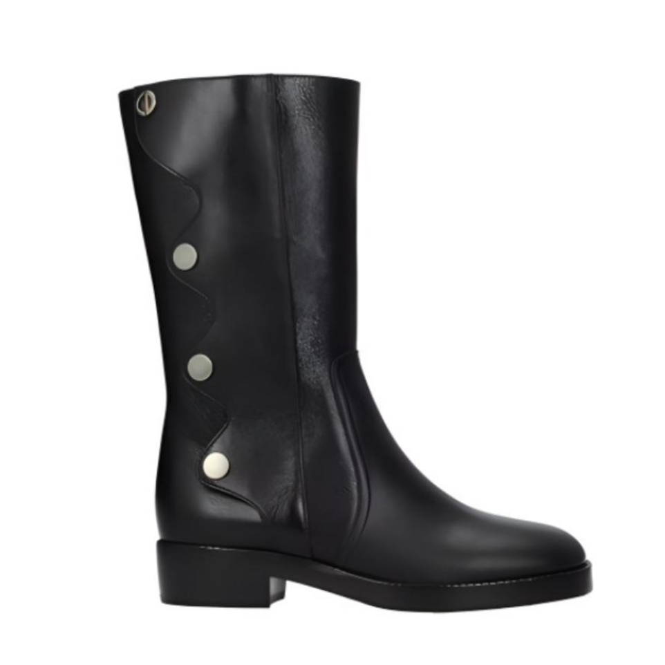 未使用 DIOR/迪奥 全新女鞋迪奥黑色马丁靴纽扣拉链骑士靴 多尺码