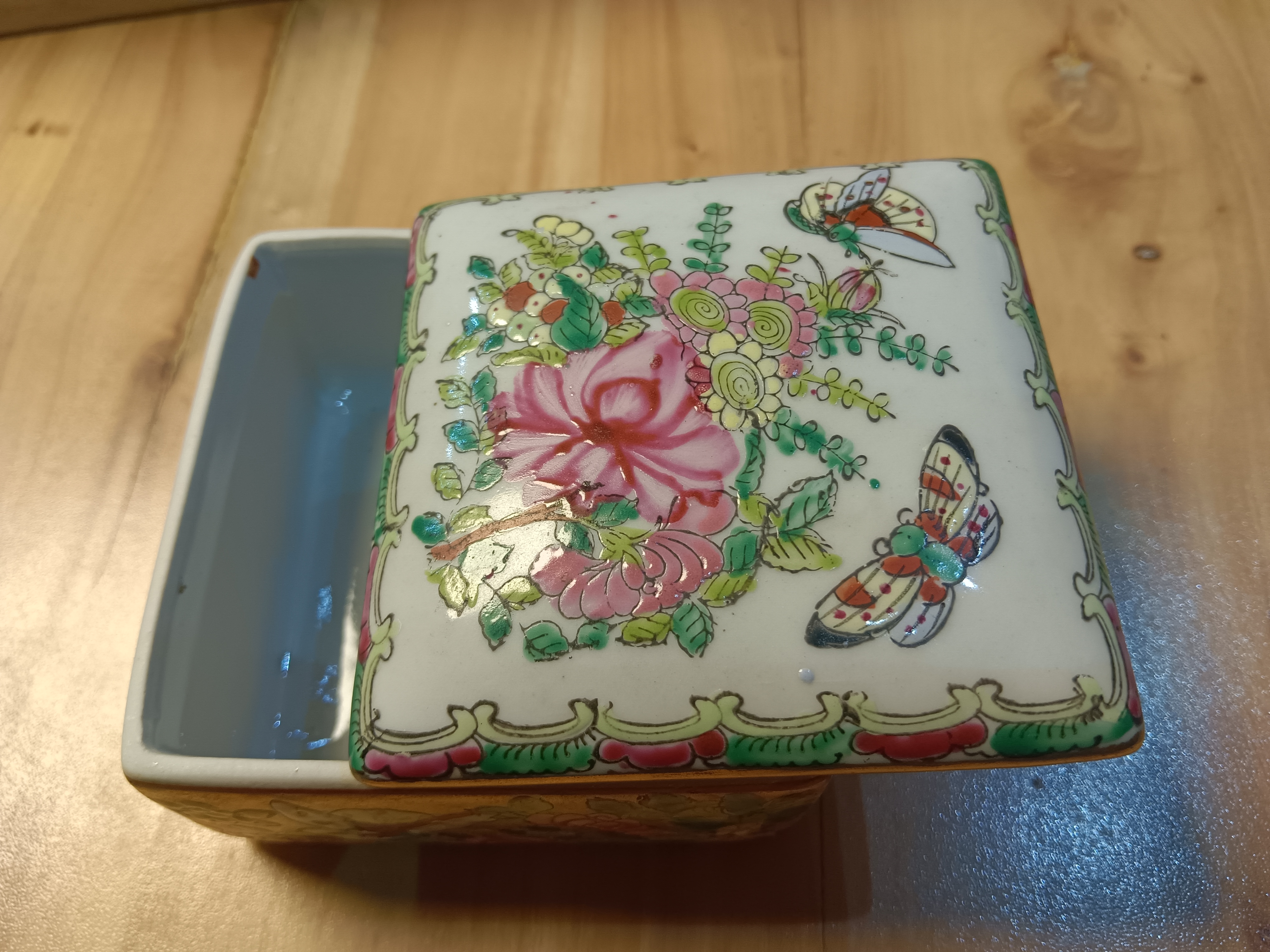 粉彩山水风景文房器砚台景德镇陶瓷中式家居仿古装饰国风精品摆件