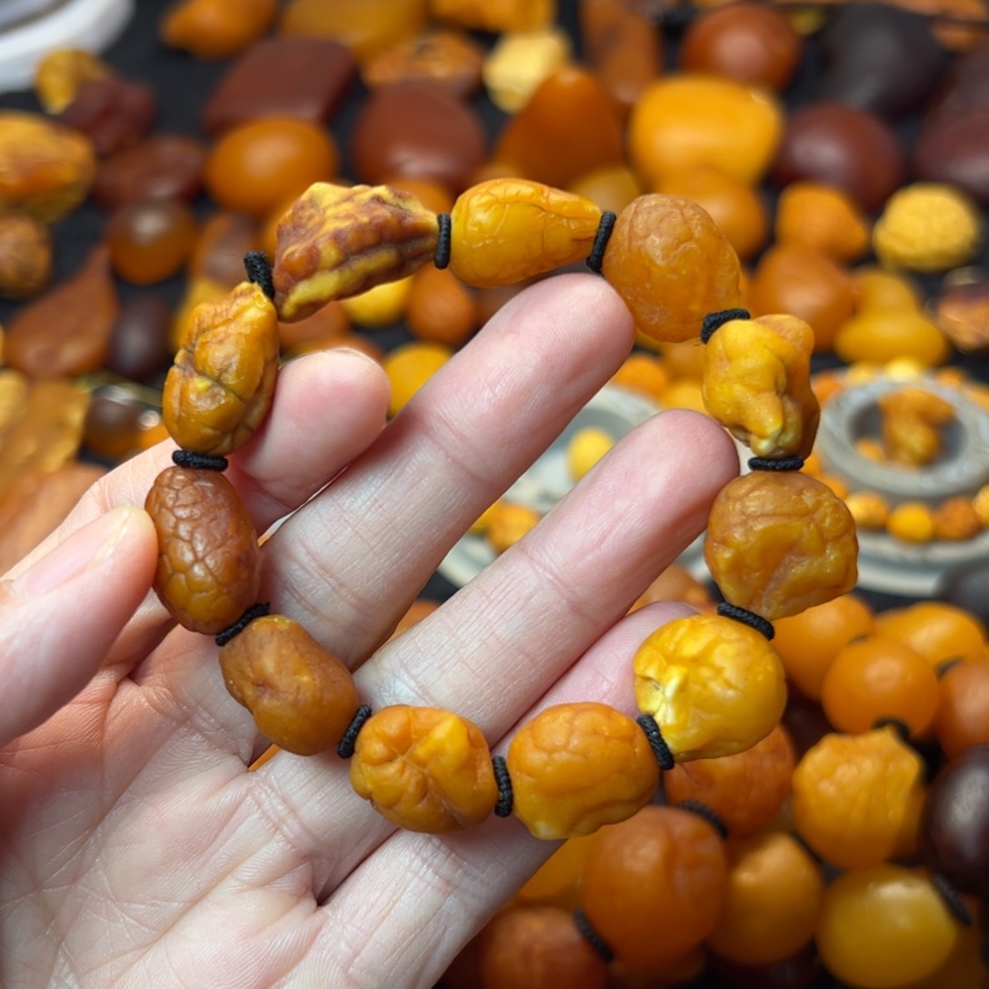 琥珀裸石未镶嵌天然蜜蜡手串