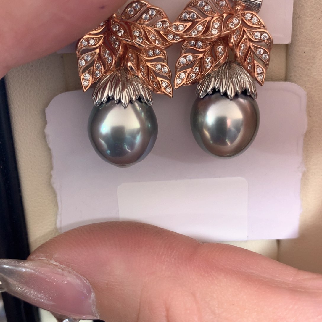 海水珍珠耳饰银S925镶嵌