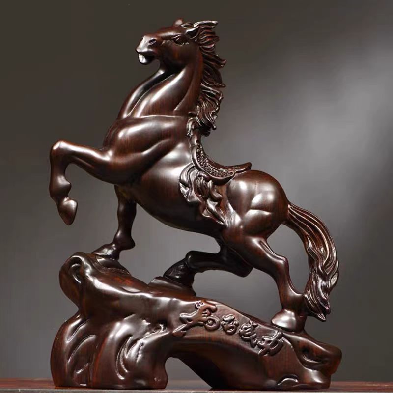 纯黑墨罕黑色高档霸气木质摆件精品