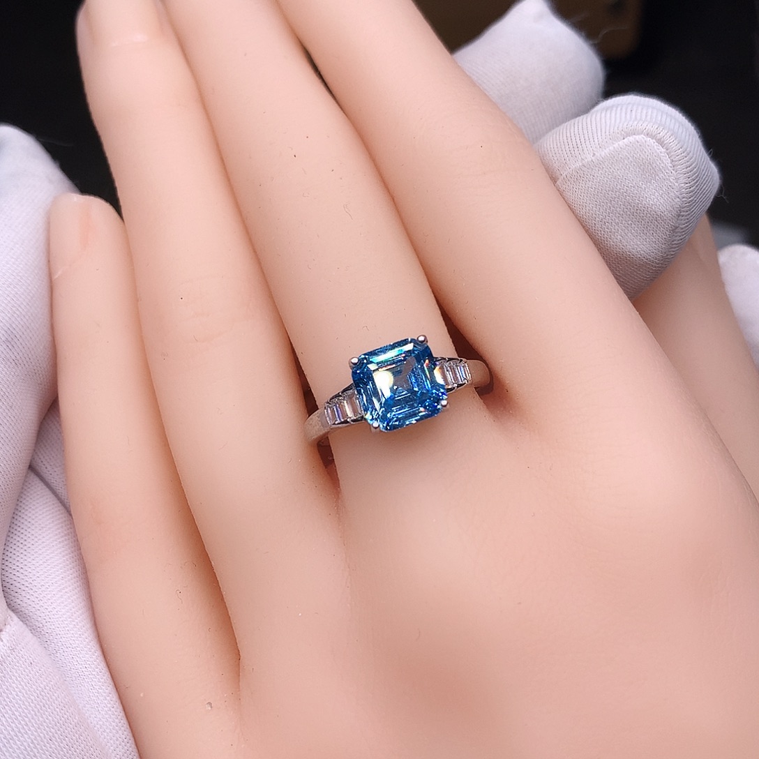 银S925镶嵌海蓝宝石戒圈