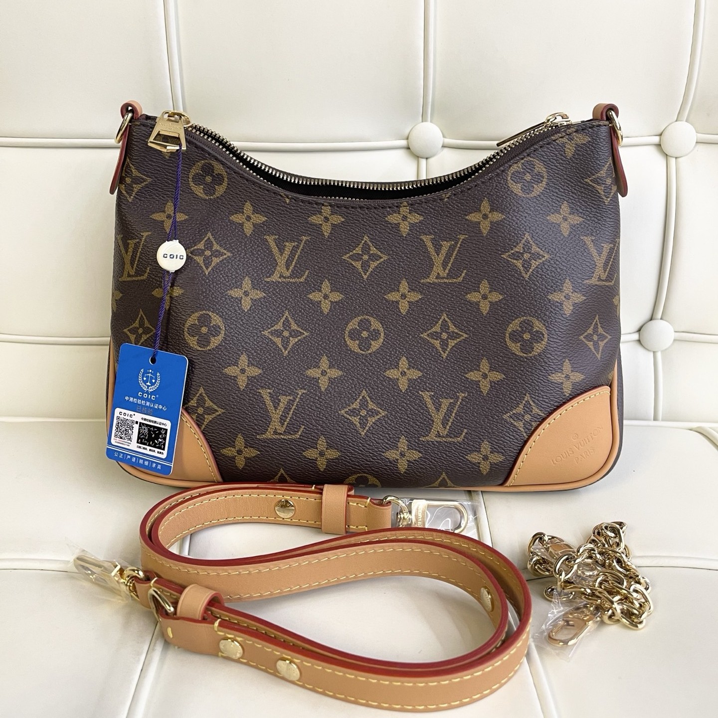 99新 LouisVuitton/路易威登 120186 lv老花牛角包斜挎包