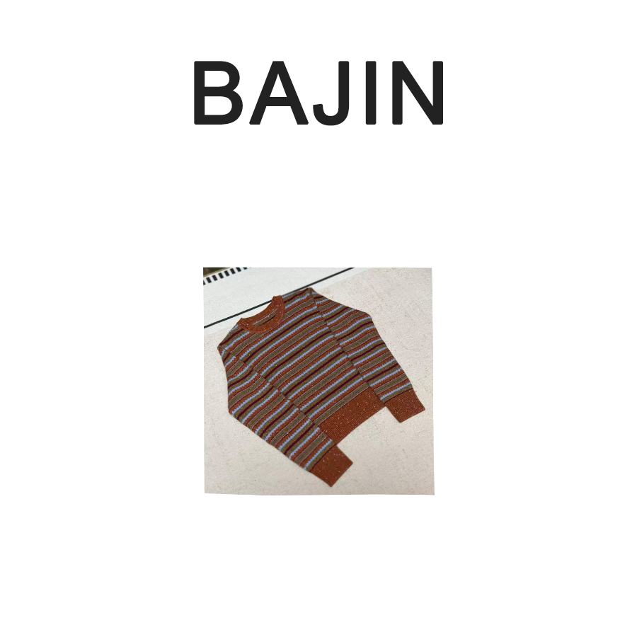 B2658【冬季新款芭金高端100%羊毛毛衣条纹撞色圆领显瘦针织衫】